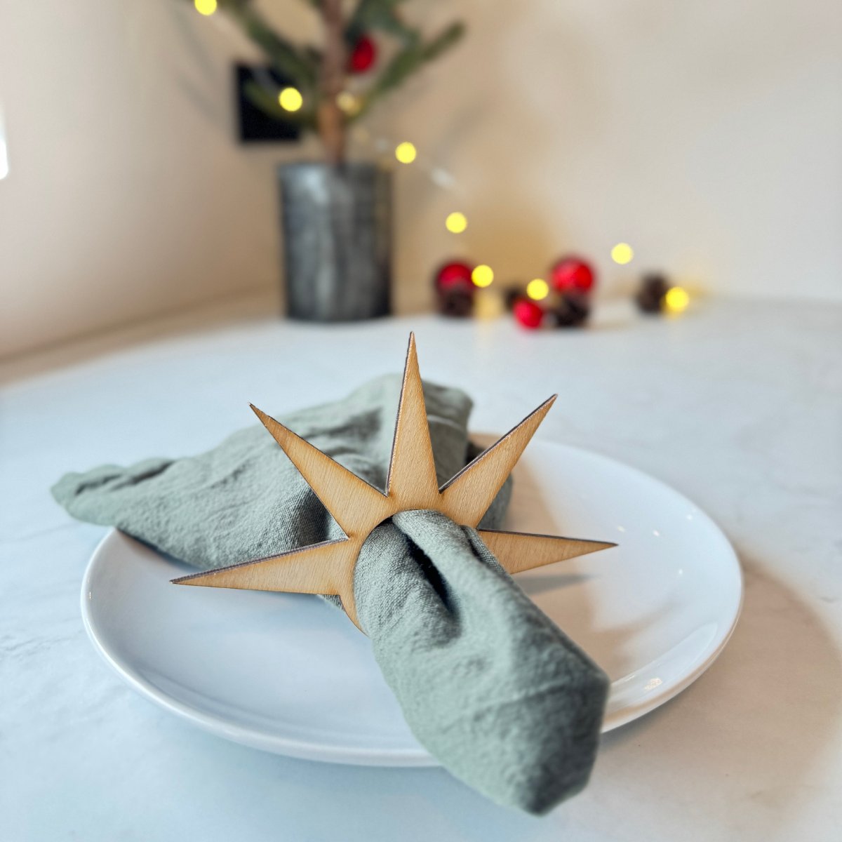 Stjerne serviettring 6 pk - Lys